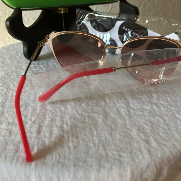Kate Spade: Pink/Gold Tone Wire IANNA Cat Eye Sunglasses - Picture 13 of 16